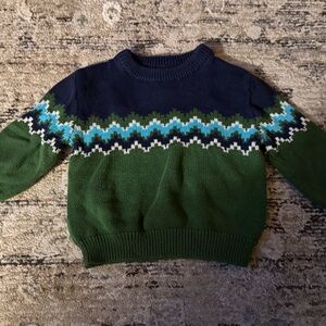 Cat & Jack Navy and Green Crewneck Sweater